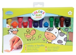 [3042015] 12 crayons cire animaux