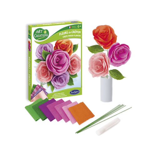 [SEN 872001] Fleurs en Crépon Roses