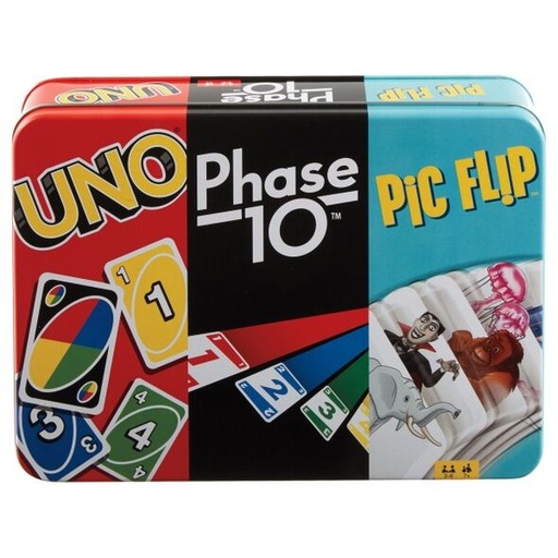 [605-41-996] UNO + Phase 10 + Pic Flip (Coffret Jeux de Cartes)